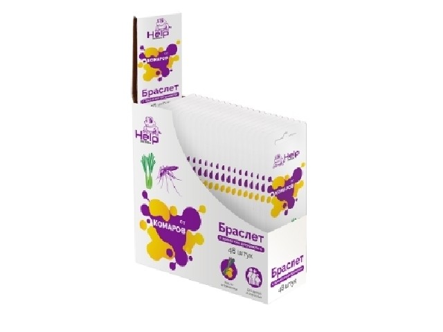 Браслет от комаров ,микрофибра,дисплей-бокс 230х18х1 мм  HELP 80200/48